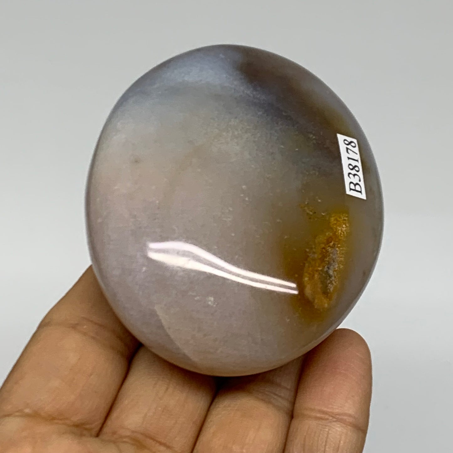 192.1g, 2.9"x2.3"x1.2" Natural Ocean Jasper Palm-Stone Orbicular Jasper, B38178