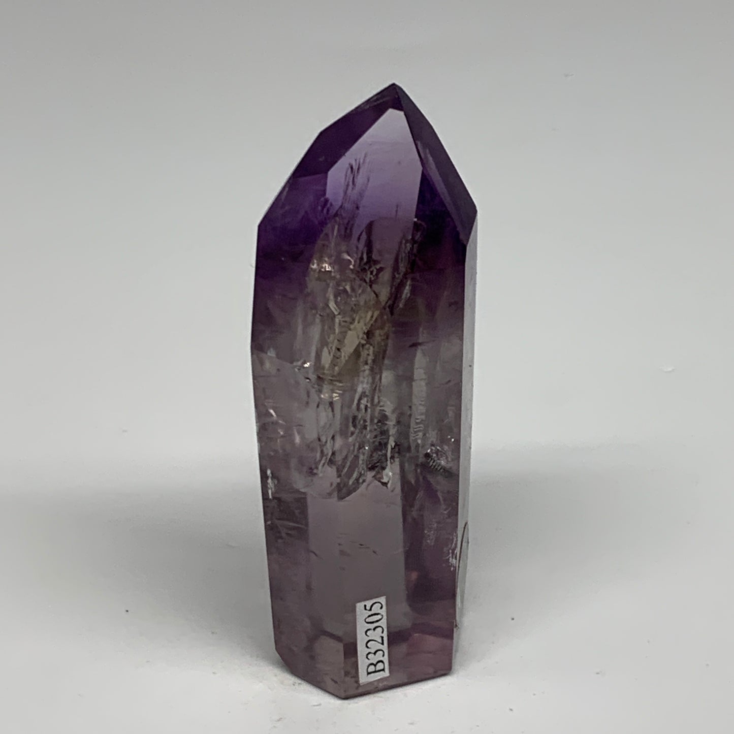 110g, 3.2"x1.2"x1,1", Natural Amethyst Tower Point Obelisk @Brazil, B32305