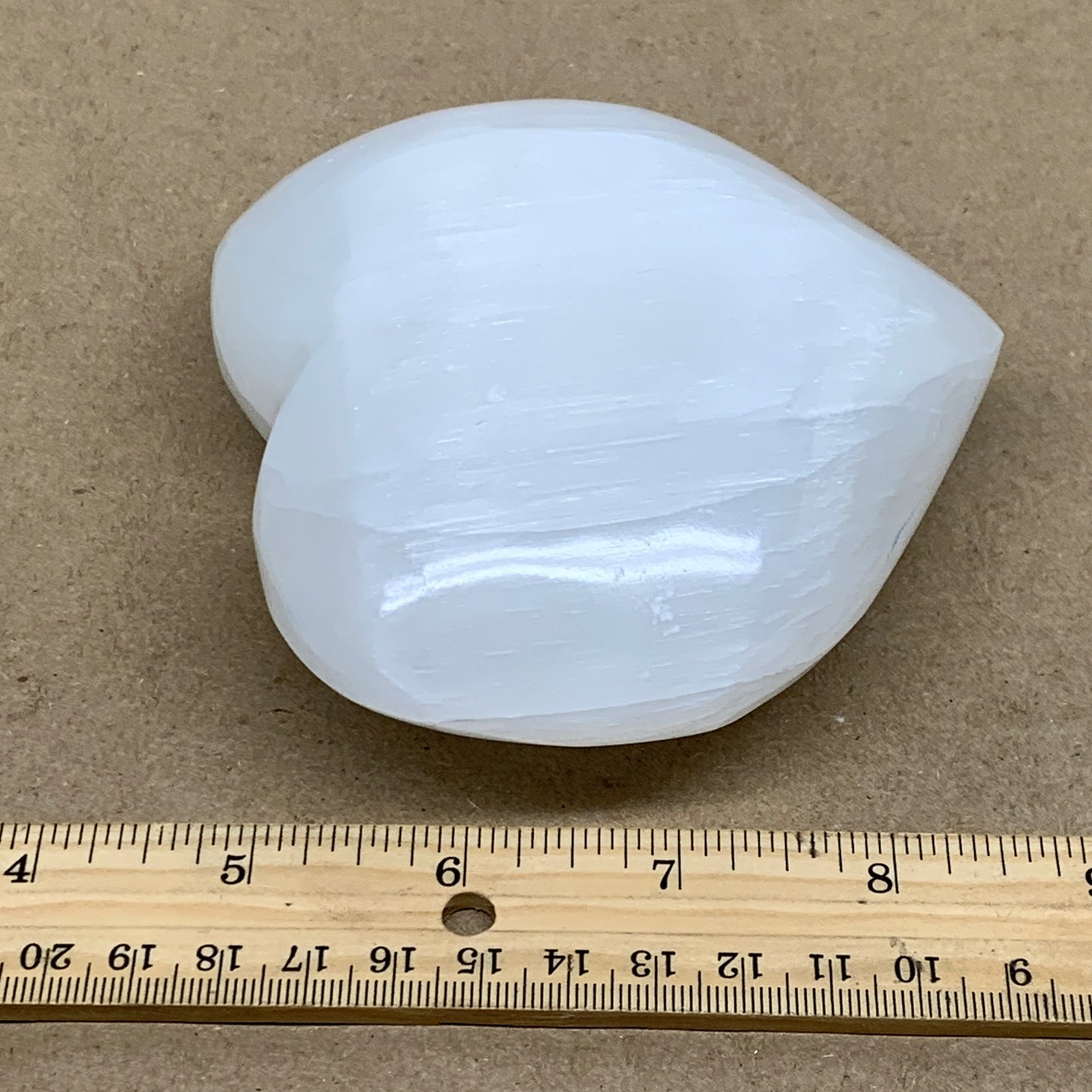 1.2 lbs, 4.1"x4.3"x1.7", Selenite Half Puffy Heart Crystals, Satin Spar, B36439