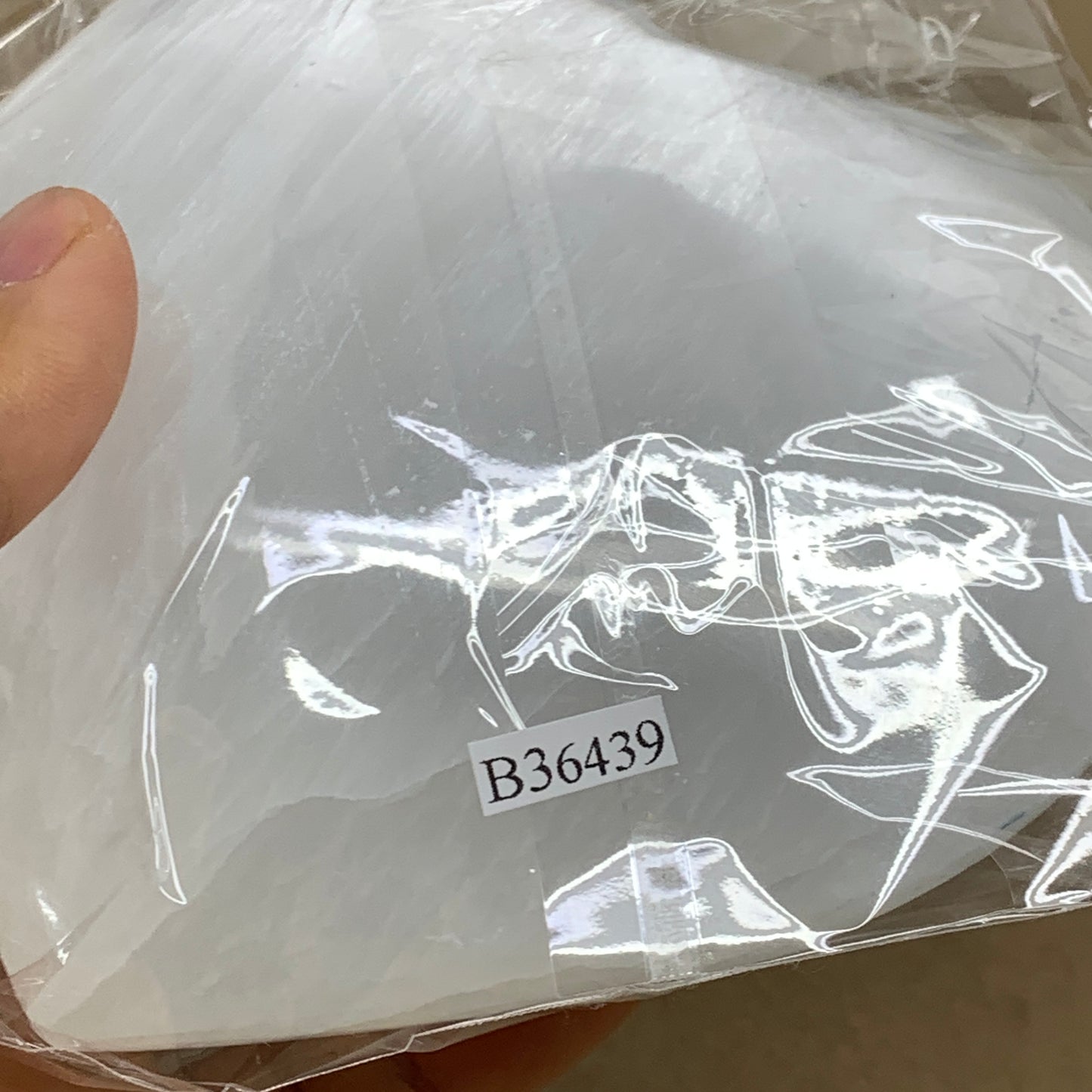 1.2 lbs, 4.1"x4.3"x1.7", Selenite Half Puffy Heart Crystals, Satin Spar, B36439