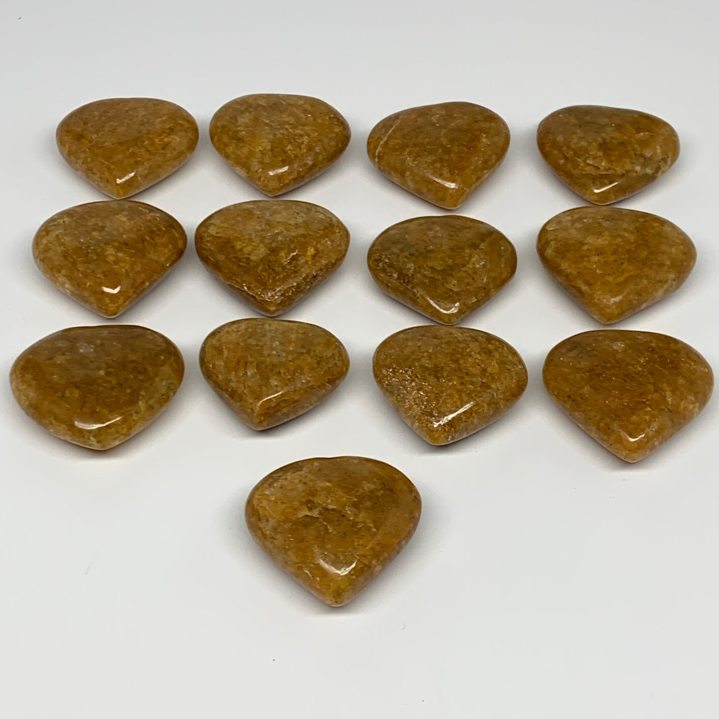 1000g (2.2 lbs) ,13 pcs, 1.7"- 2.1", Golden Quartz Hearts from Brazil, B27091