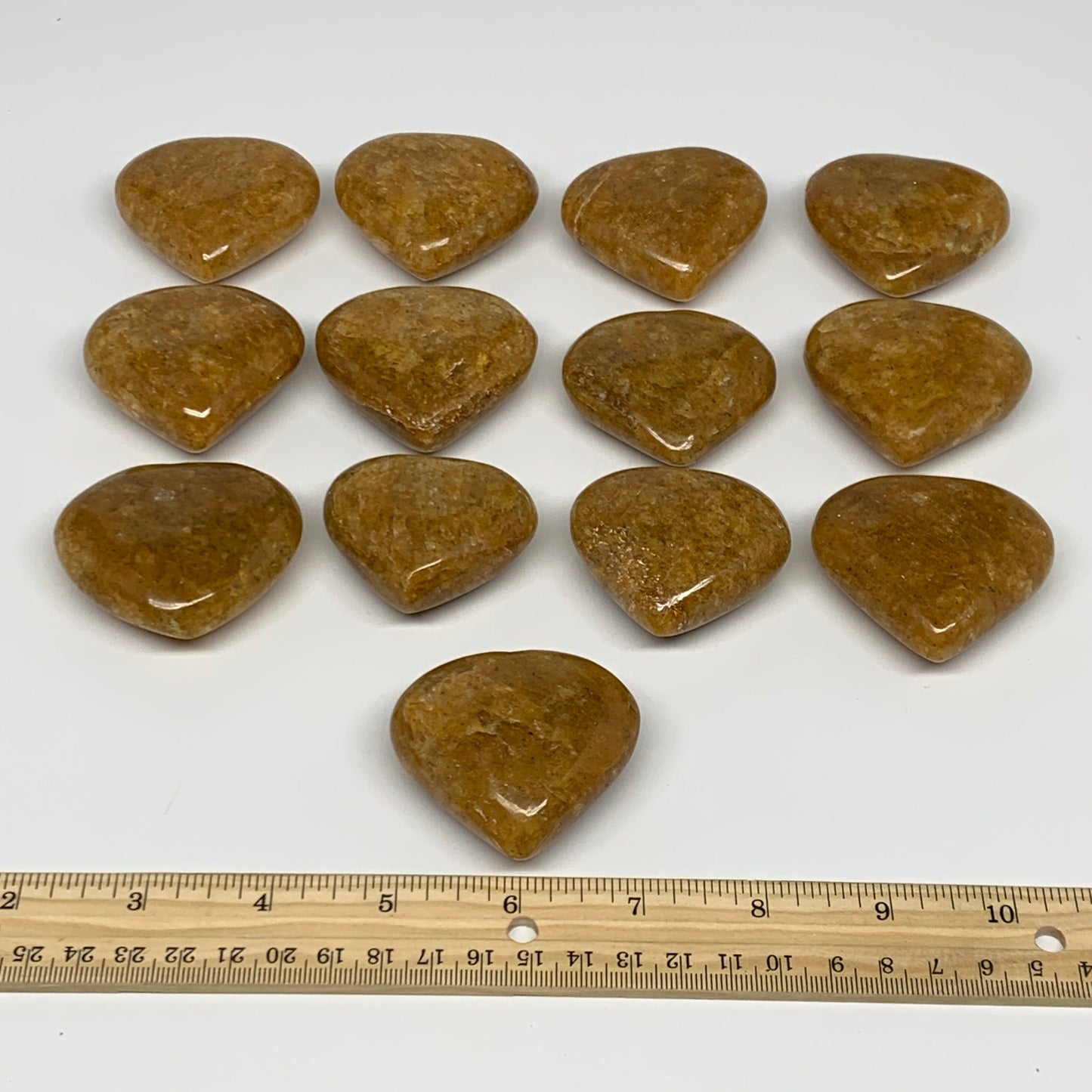 1000g (2.2 lbs) ,13 pcs, 1.7"- 2.1", Golden Quartz Hearts from Brazil, B27091