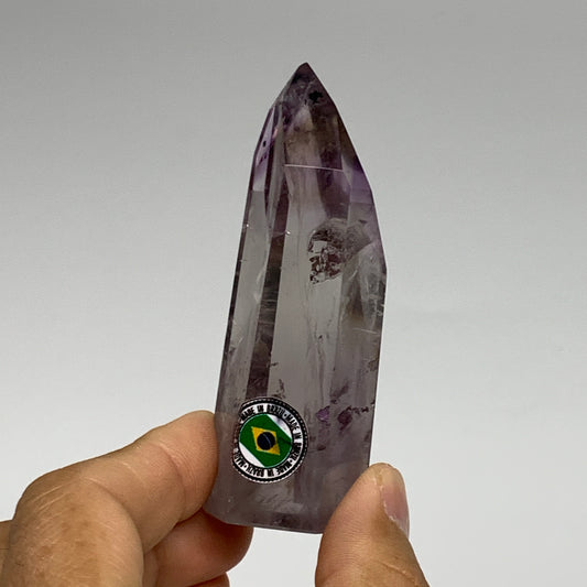 88g, 3.2"x1.1"x1", Natural Amethyst Tower Point Obelisk @Brazil, B32306