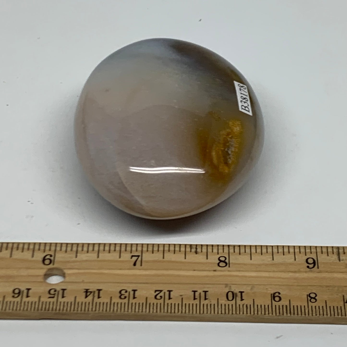 192.1g, 2.9"x2.3"x1.2" Natural Ocean Jasper Palm-Stone Orbicular Jasper, B38178