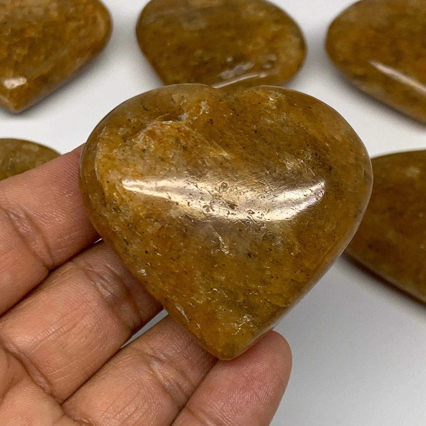 1000g (2.2 lbs) ,13 pcs, 1.7"- 2.1", Golden Quartz Hearts from Brazil, B27091