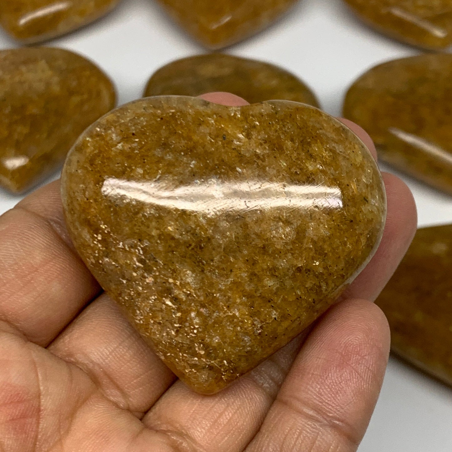 1000g (2.2 lbs) ,13 pcs, 1.7"- 2.1", Golden Quartz Hearts from Brazil, B27091