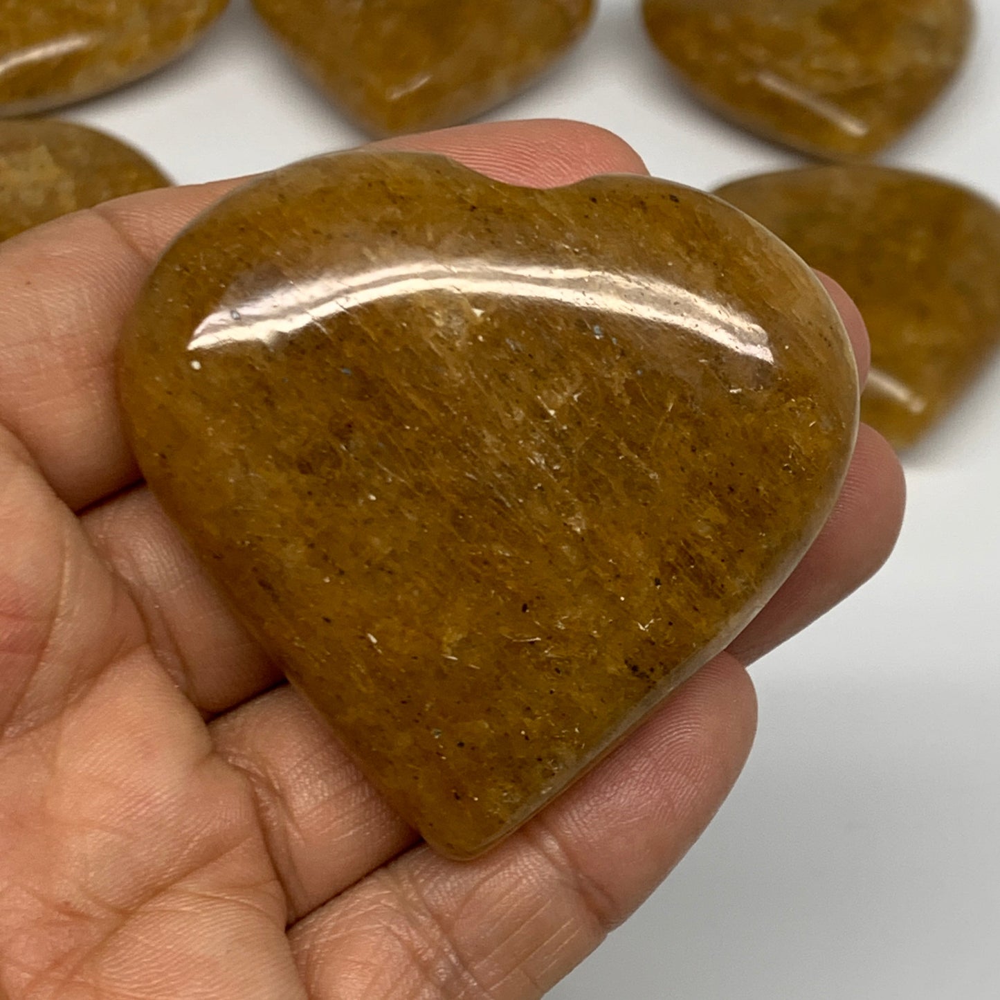 1000g (2.2 lbs) ,13 pcs, 1.7"- 2.1", Golden Quartz Hearts from Brazil, B27091