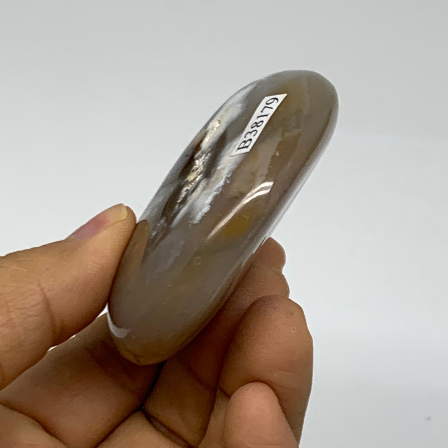 108g, 2.4"x2.2"x0.8" Natural Ocean Jasper Palm-Stone Orbicular Jasper, B38179