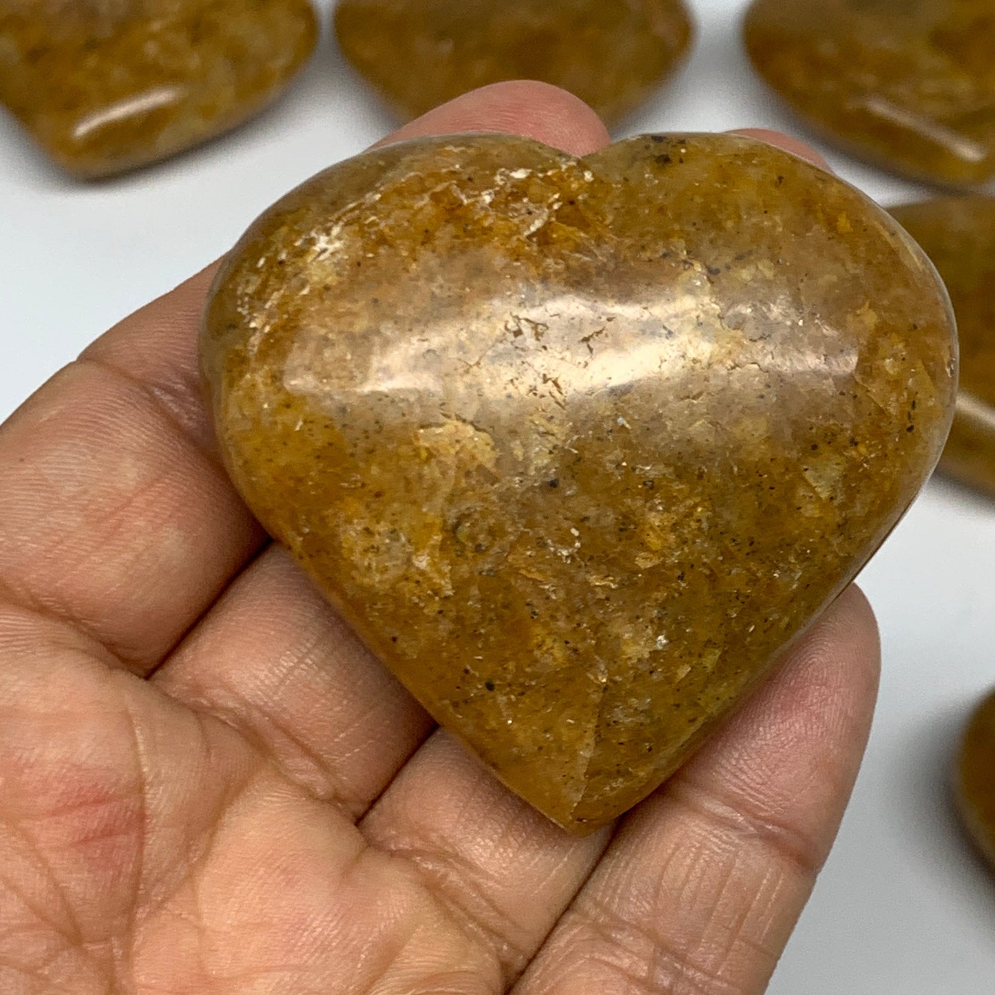 1000g (2.2 lbs) ,13 pcs, 1.7"- 2.1", Golden Quartz Hearts from Brazil, B27091