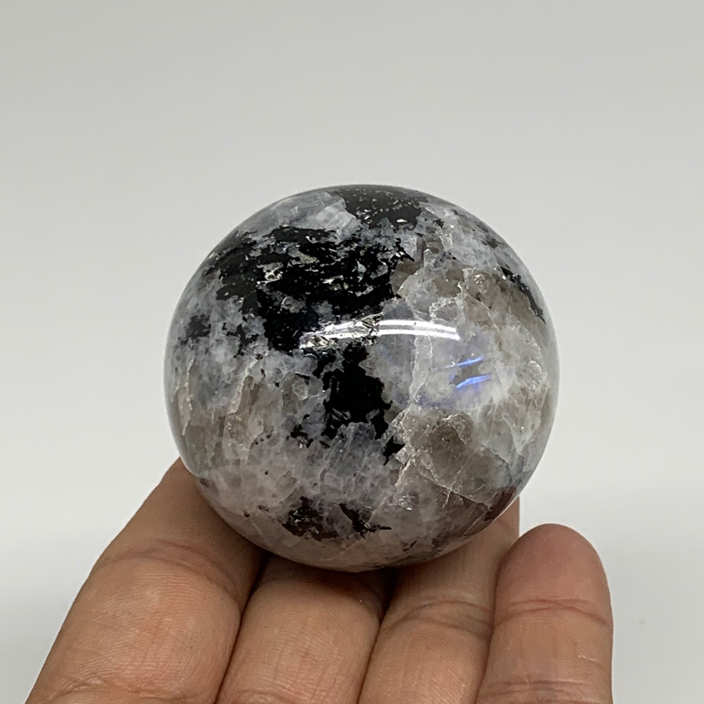 174.3g, 1.9"(50mm), Natural Rainbow Moonstone Sphere Ball Gemstone, B34330