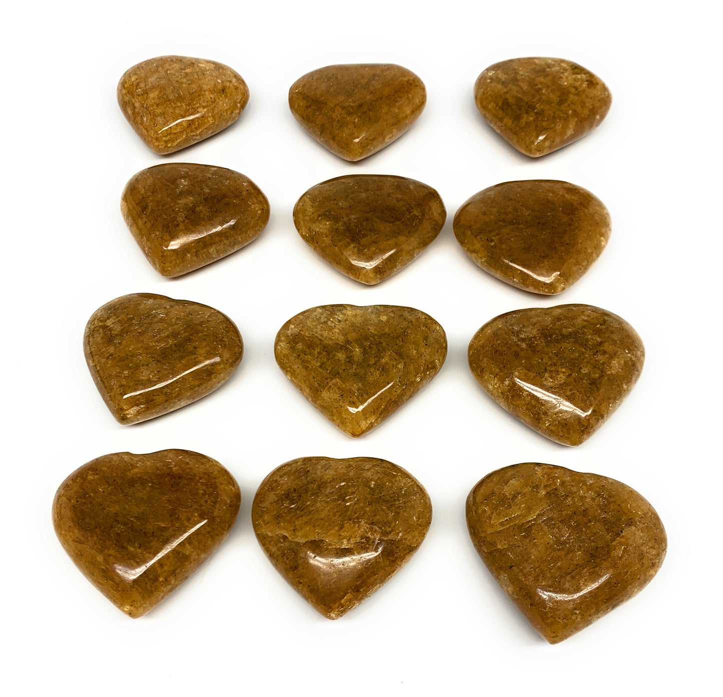 1020g (2.2 lbs) ,12 pcs, 1.9"- 2.1", Golden Quartz Hearts from Brazil, B27092