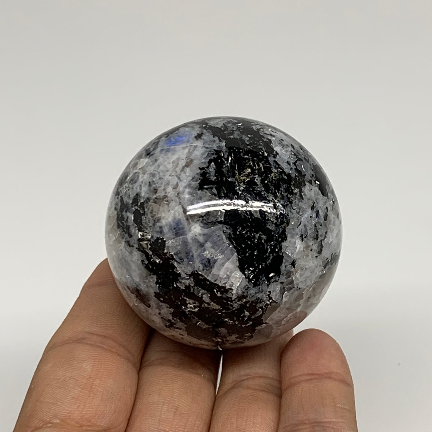 174.3g, 1.9"(50mm), Natural Rainbow Moonstone Sphere Ball Gemstone, B34330