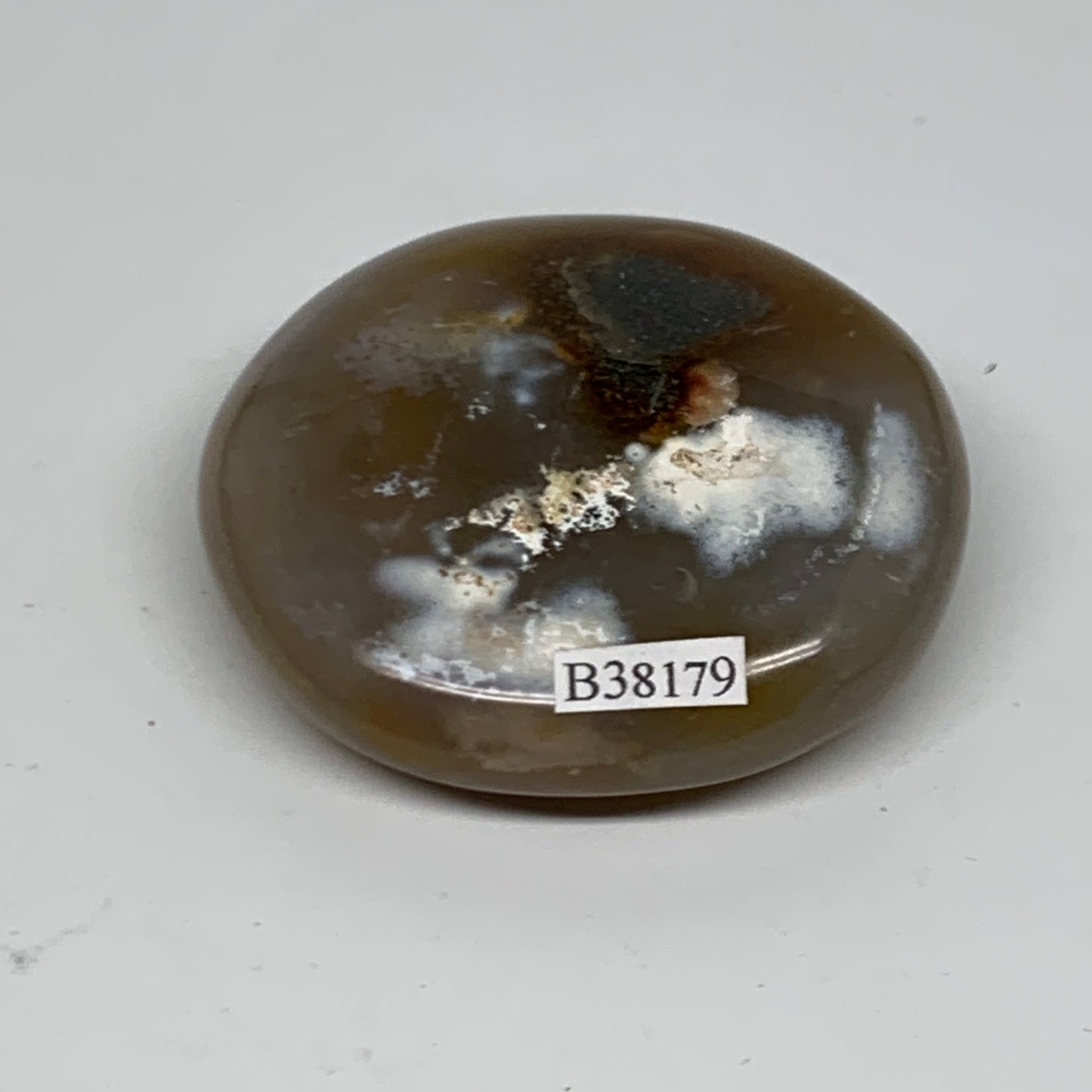 108g, 2.4"x2.2"x0.8" Natural Ocean Jasper Palm-Stone Orbicular Jasper, B38179