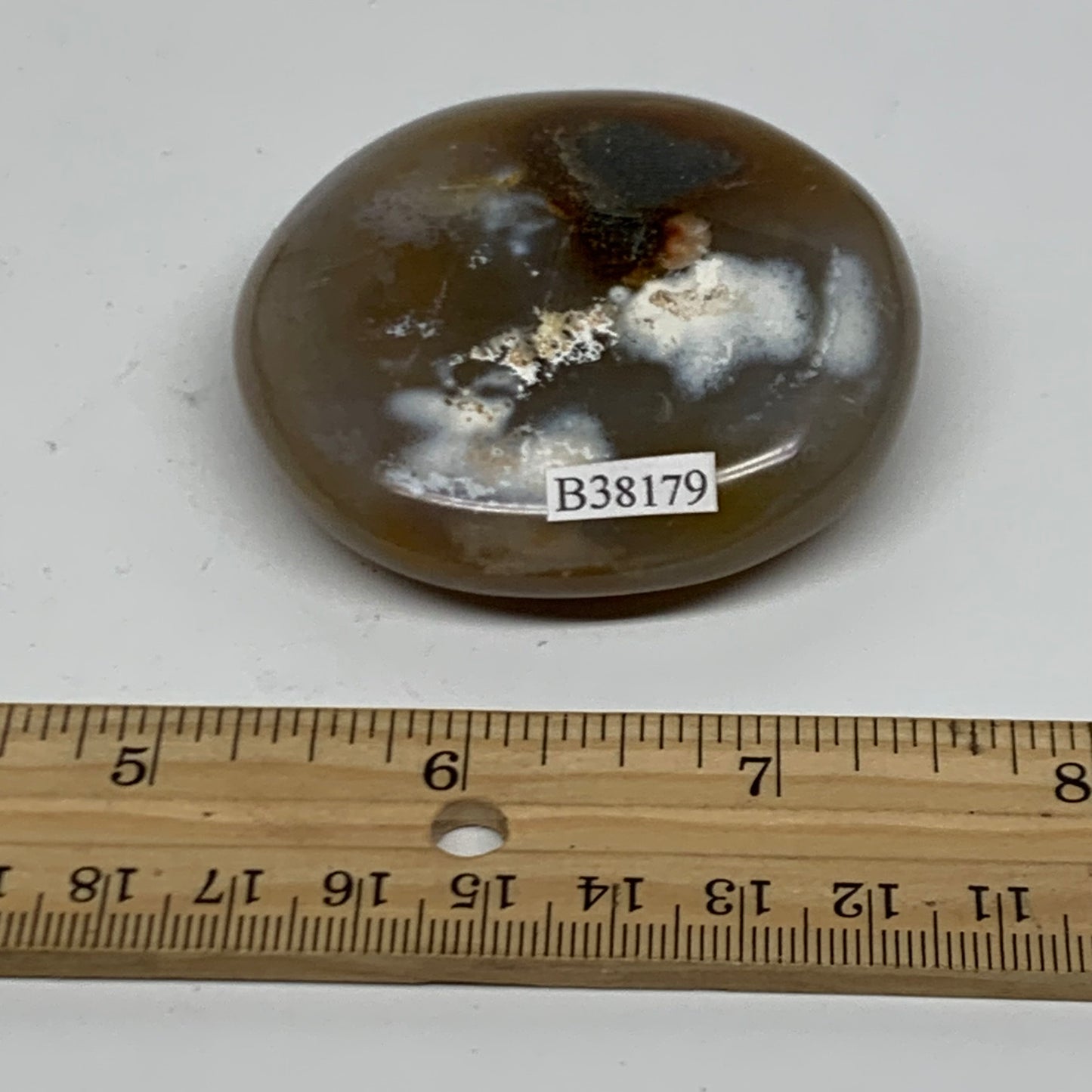 108g, 2.4"x2.2"x0.8" Natural Ocean Jasper Palm-Stone Orbicular Jasper, B38179