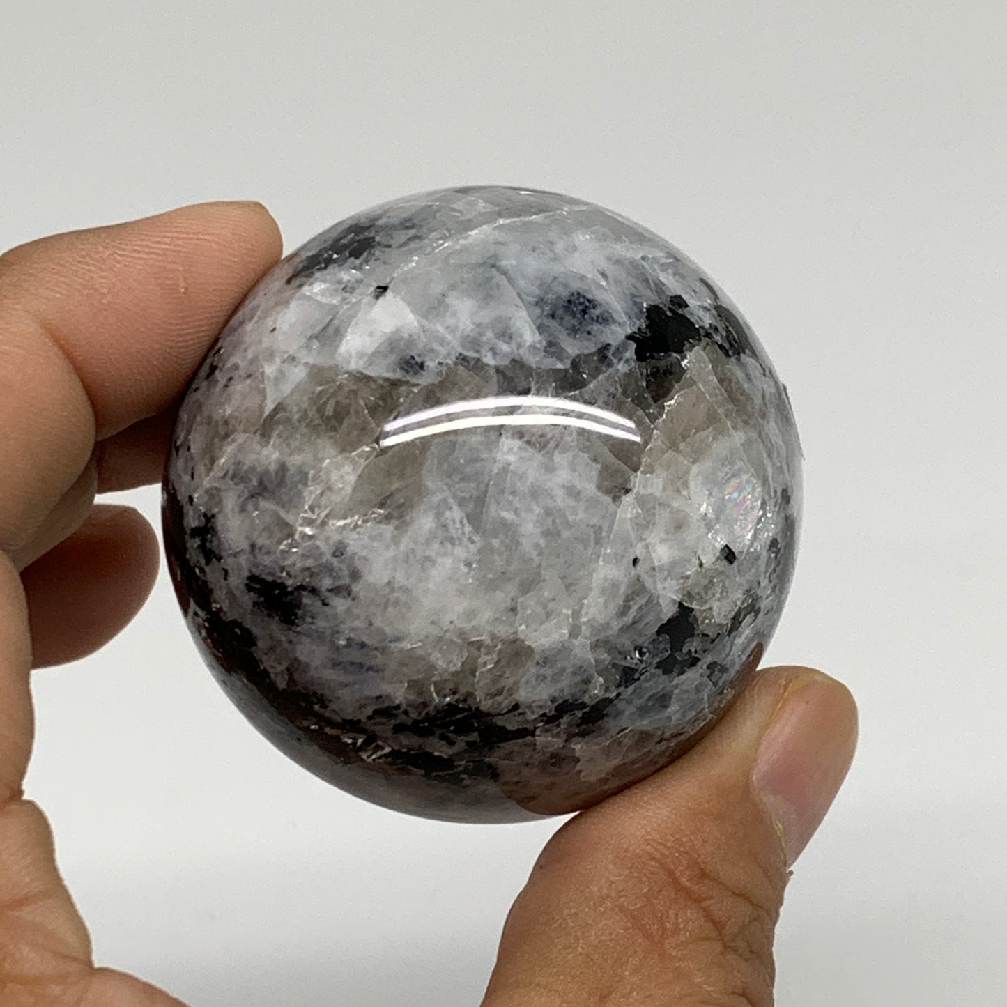 174.3g, 1.9"(50mm), Natural Rainbow Moonstone Sphere Ball Gemstone, B34330