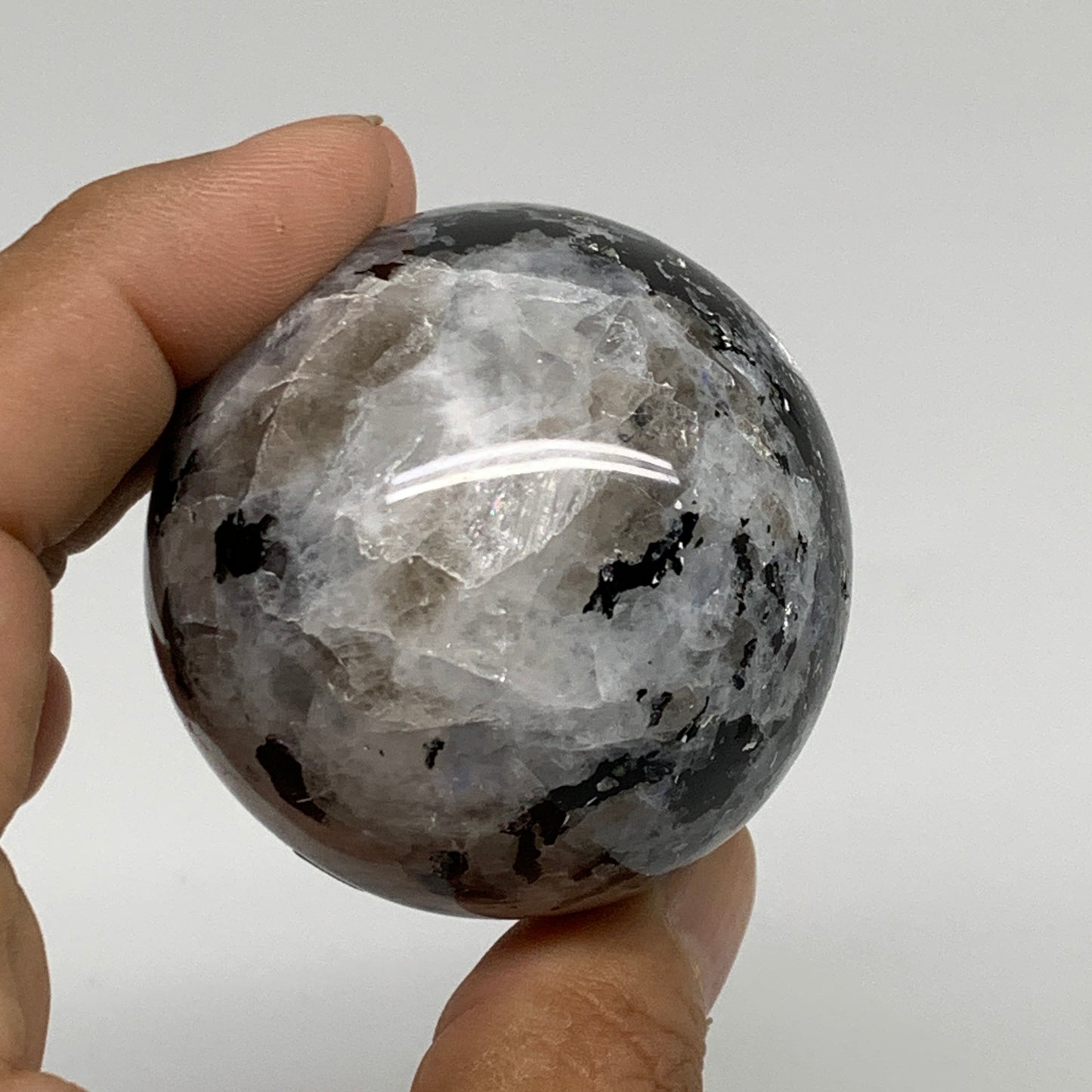 174.3g, 1.9"(50mm), Natural Rainbow Moonstone Sphere Ball Gemstone, B34330