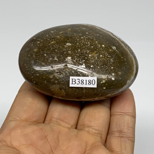 132.5g, 2.7"x1.9"x1.1" Natural Ocean Jasper Palm-Stone Orbicular Jasper, B38180