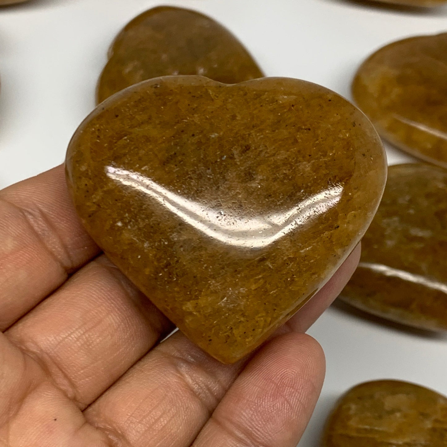 1020g (2.2 lbs) ,12 pcs, 1.9"- 2.1", Golden Quartz Hearts from Brazil, B27092