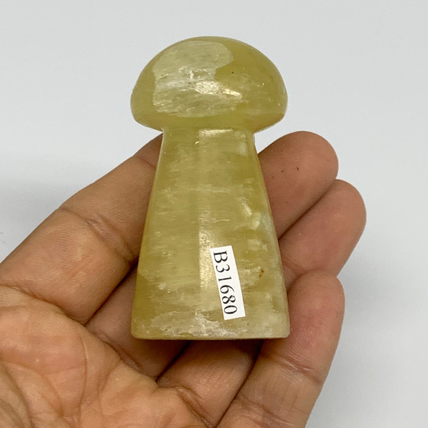 93.9g, 2.4"x1.2" Natural Lemon Calcite Mushroom Gemstone @Pakistan, B31680