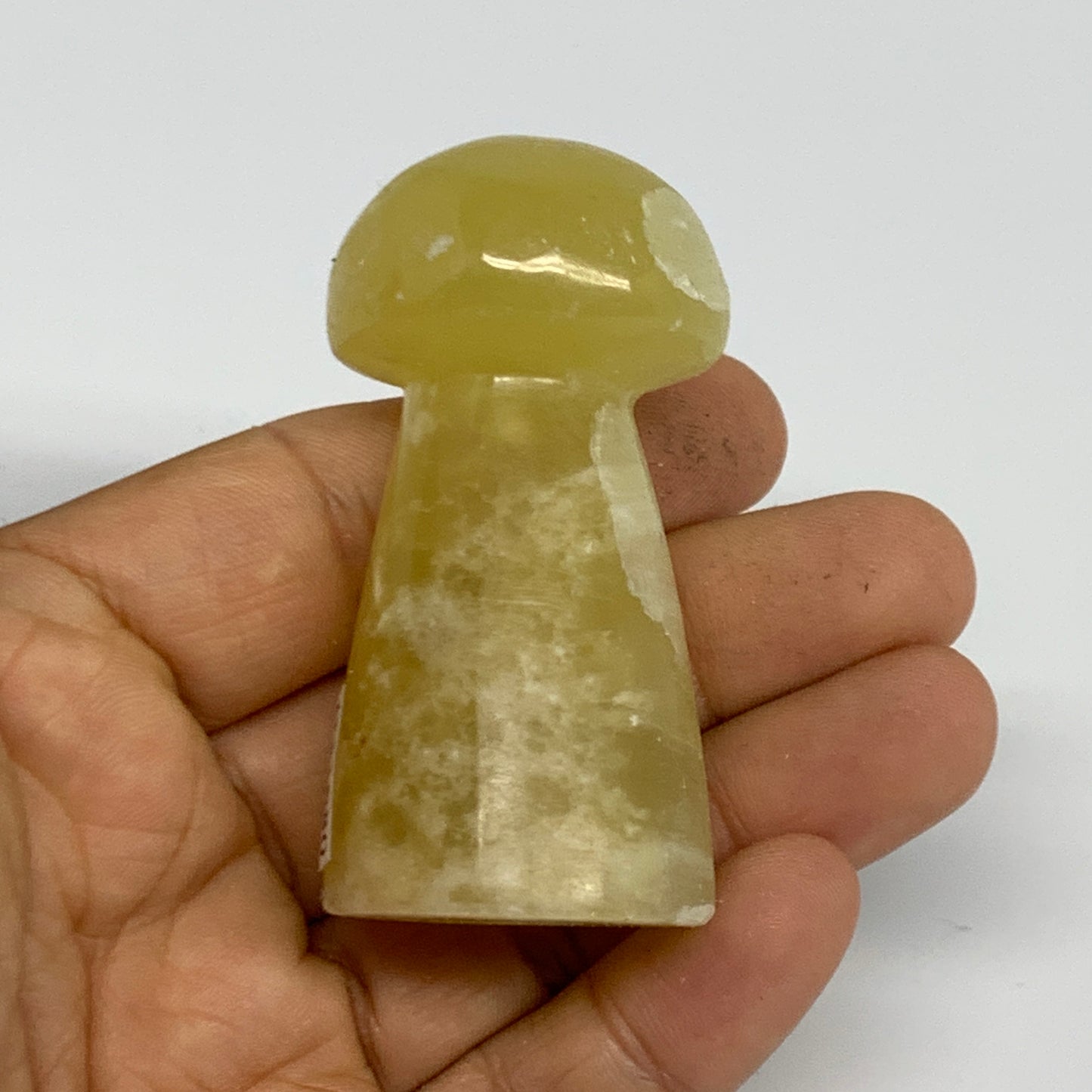 93.9g, 2.4"x1.2" Natural Lemon Calcite Mushroom Gemstone @Pakistan, B31680