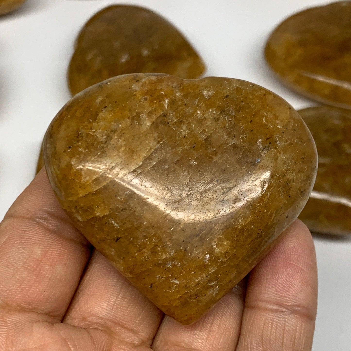 1020g (2.2 lbs) ,12 pcs, 1.9"- 2.1", Golden Quartz Hearts from Brazil, B27092