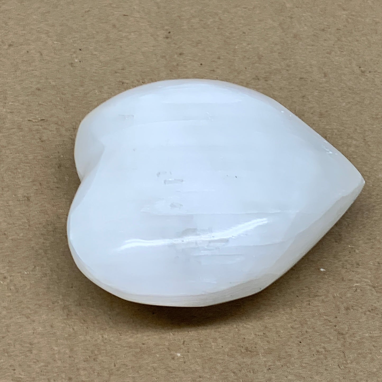 1 lbs, 4"x4"x1.6", Selenite Half Puffy Heart Crystals, Satin Spar, B36441