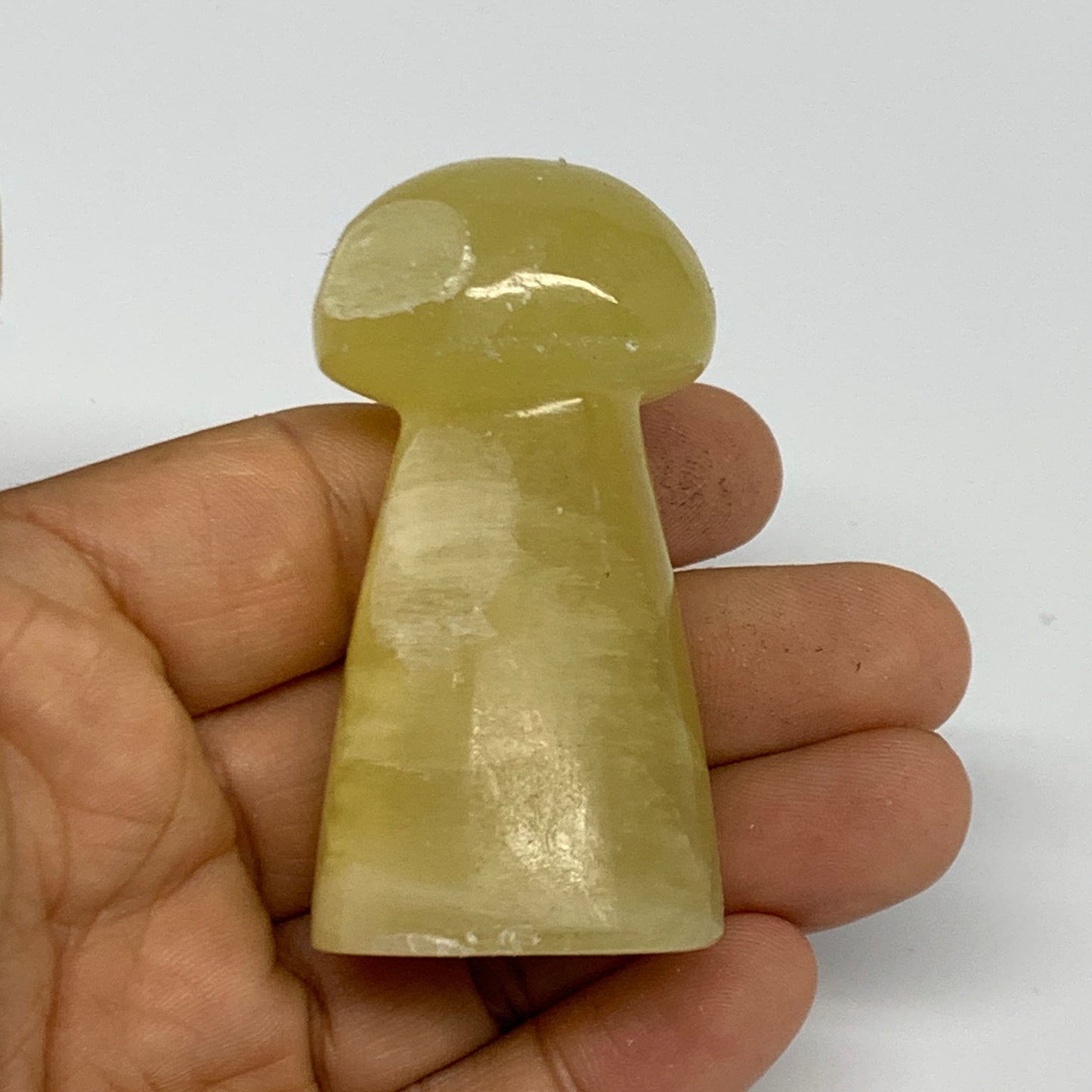 93.9g, 2.4"x1.2" Natural Lemon Calcite Mushroom Gemstone @Pakistan, B31680