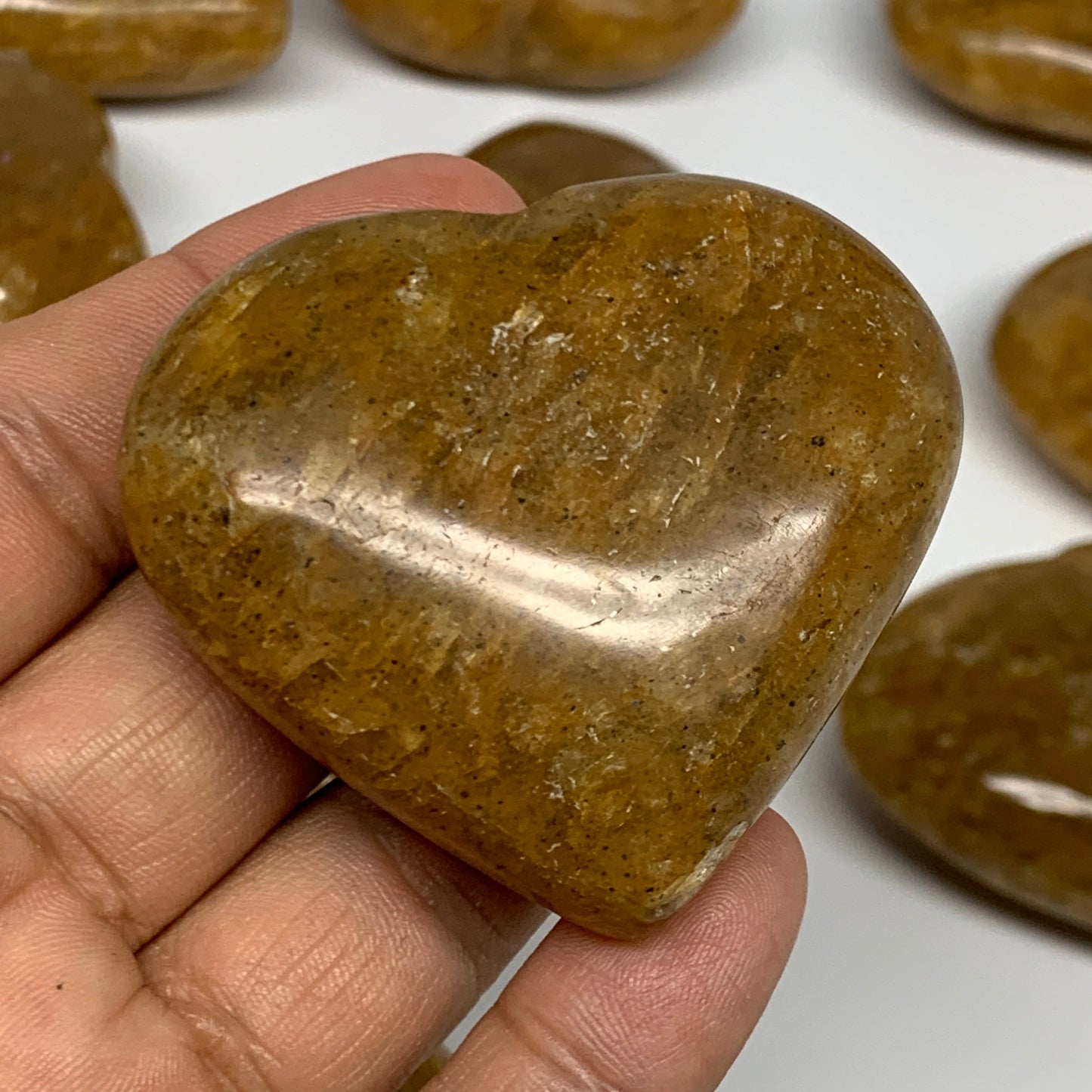 1020g (2.2 lbs) ,12 pcs, 1.9"- 2.1", Golden Quartz Hearts from Brazil, B27092