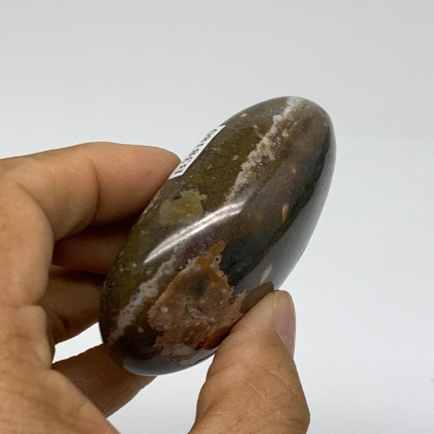132.5g, 2.7"x1.9"x1.1" Natural Ocean Jasper Palm-Stone Orbicular Jasper, B38180