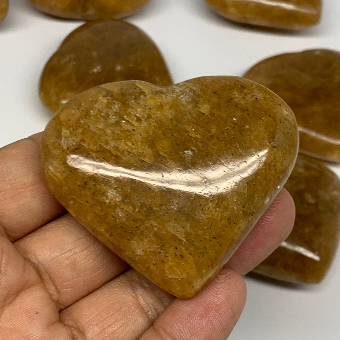 1020g (2.2 lbs) ,12 pcs, 1.9"- 2.1", Golden Quartz Hearts from Brazil, B27092