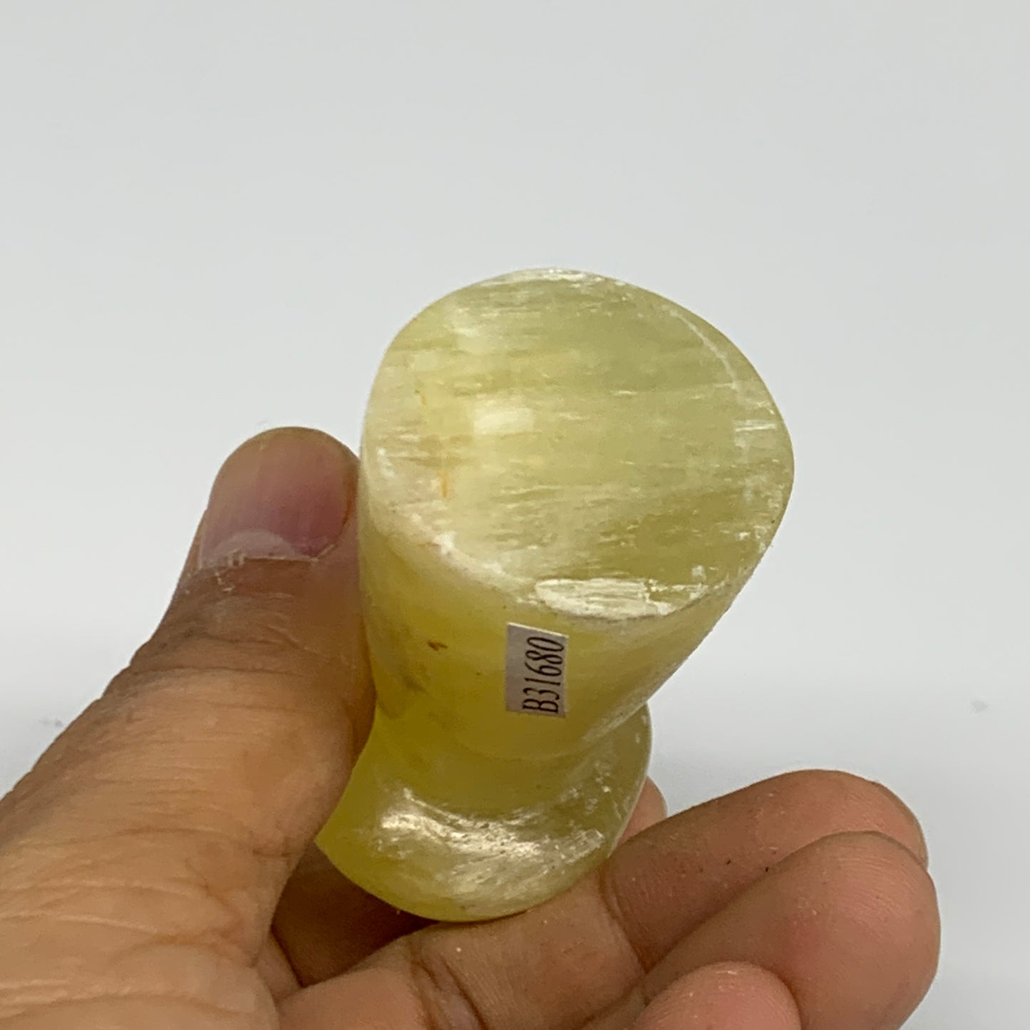 93.9g, 2.4"x1.2" Natural Lemon Calcite Mushroom Gemstone @Pakistan, B31680