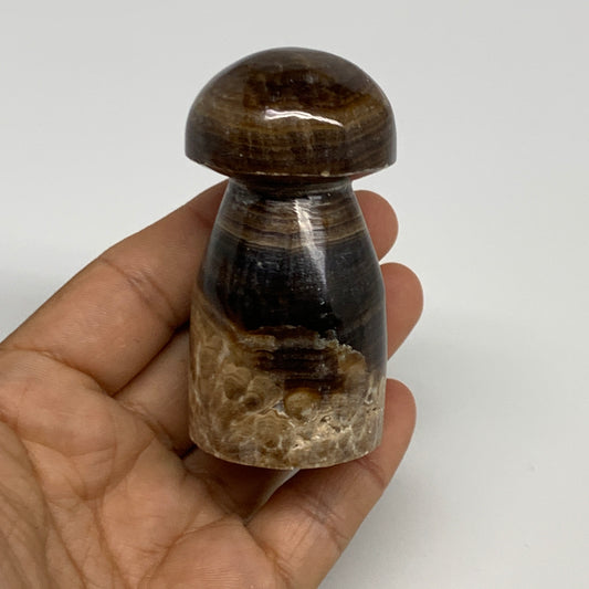 165.4g, 2.8"x1.4" Natural Chocolate Calcite Mushroom Gemstone @Pakistan, B30160