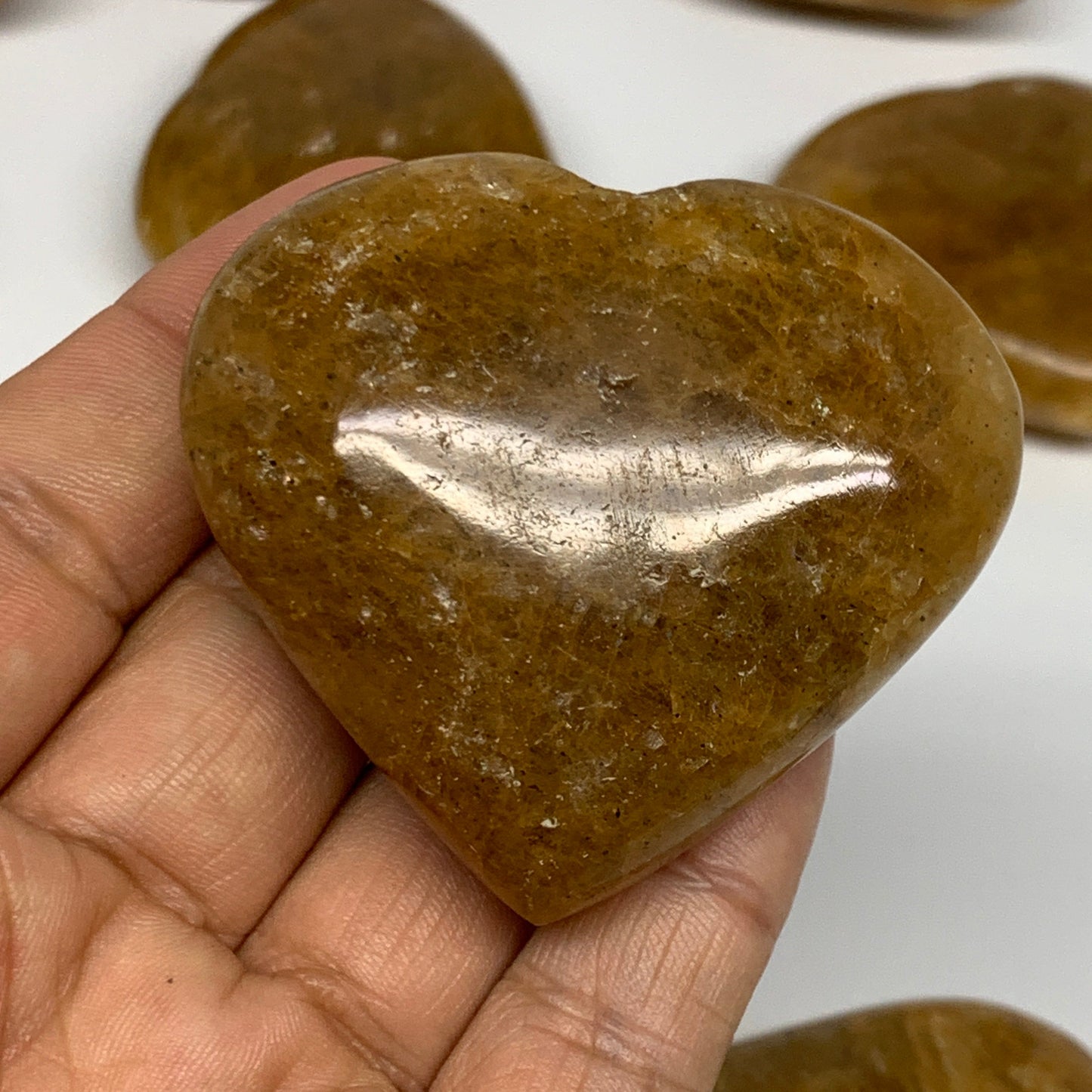 1020g (2.2 lbs) ,12 pcs, 1.9"- 2.1", Golden Quartz Hearts from Brazil, B27092