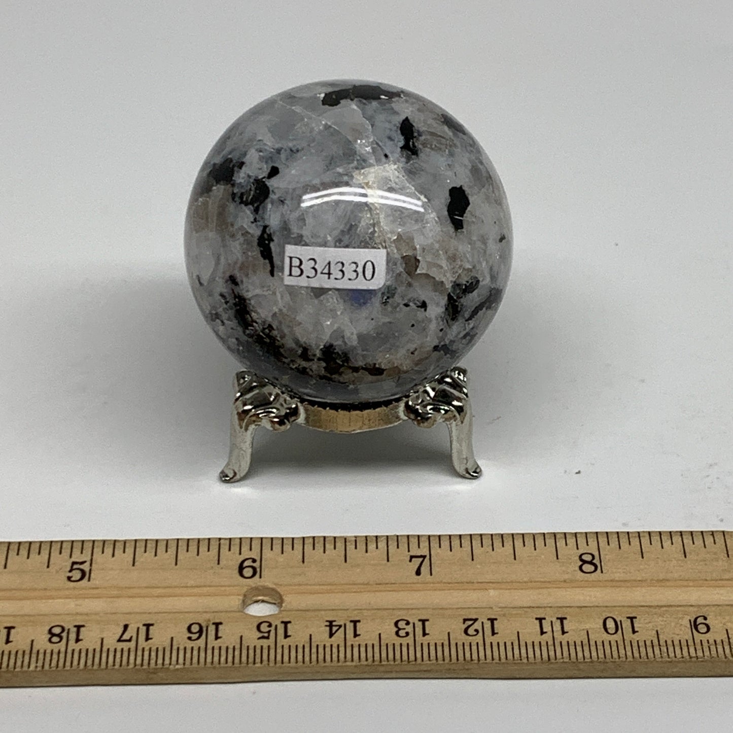 174.3g, 1.9"(50mm), Natural Rainbow Moonstone Sphere Ball Gemstone, B34330