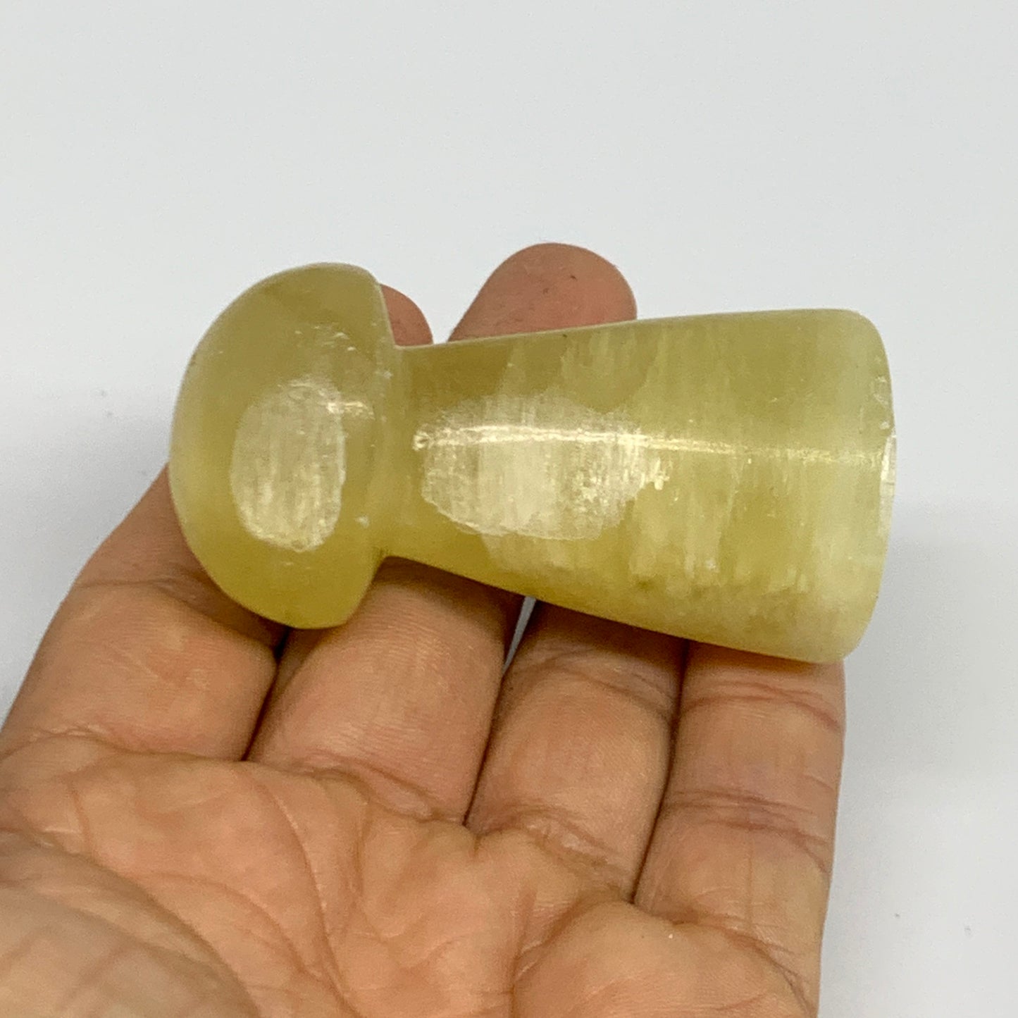 93.9g, 2.4"x1.2" Natural Lemon Calcite Mushroom Gemstone @Pakistan, B31680