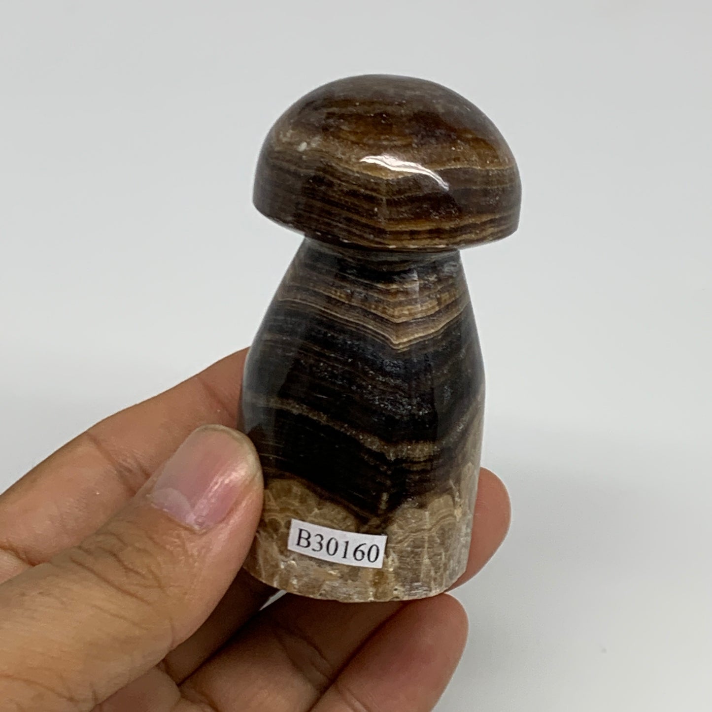 165.4g, 2.8"x1.4" Natural Chocolate Calcite Mushroom Gemstone @Pakistan, B30160