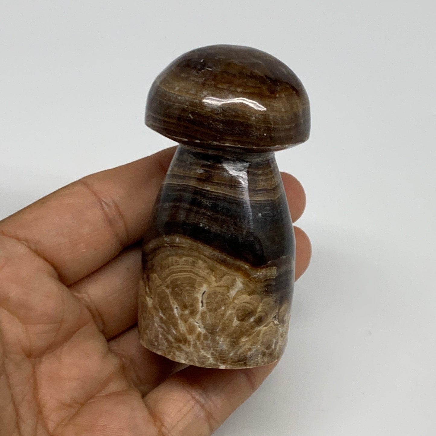 165.4g, 2.8"x1.4" Natural Chocolate Calcite Mushroom Gemstone @Pakistan, B30160