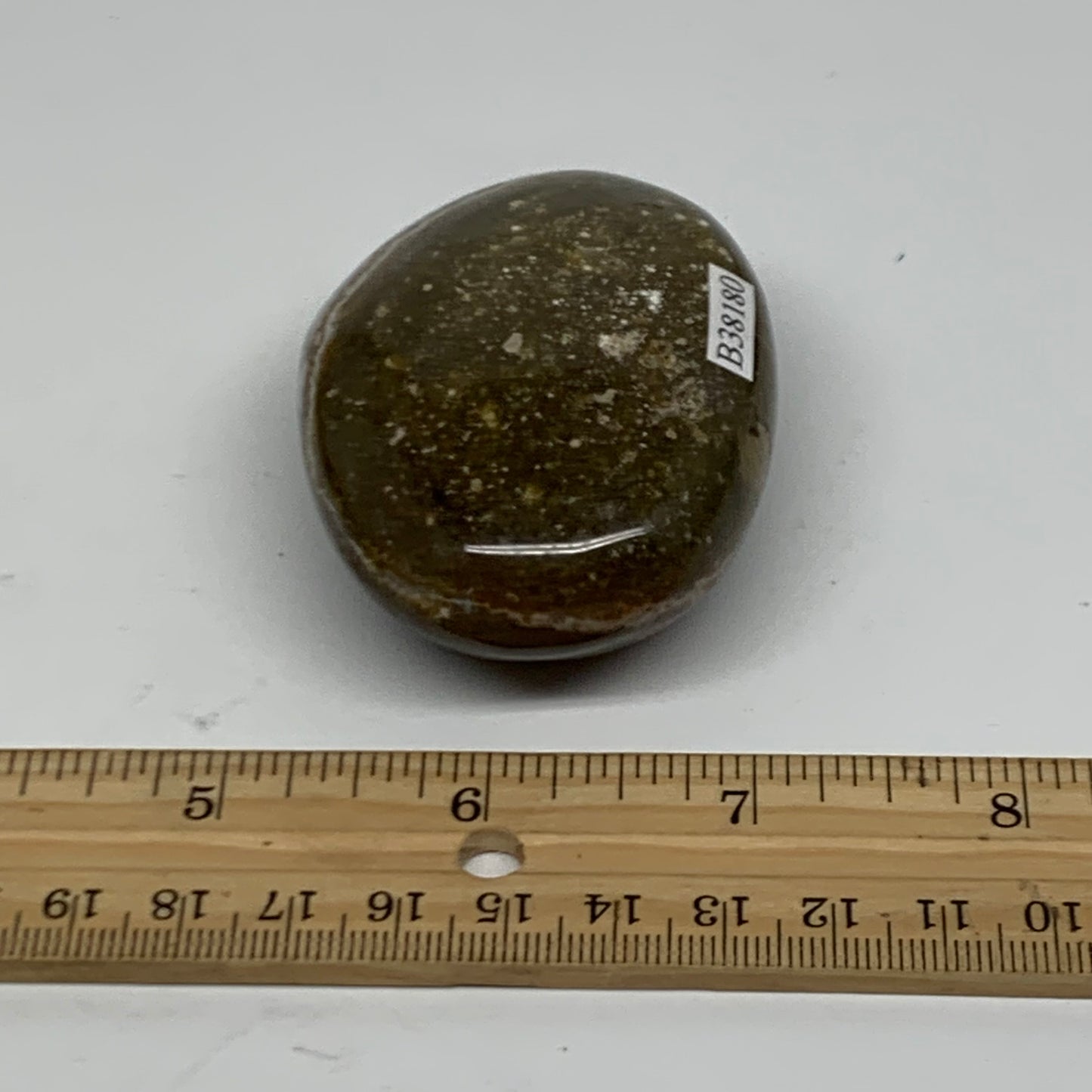 132.5g, 2.7"x1.9"x1.1" Natural Ocean Jasper Palm-Stone Orbicular Jasper, B38180