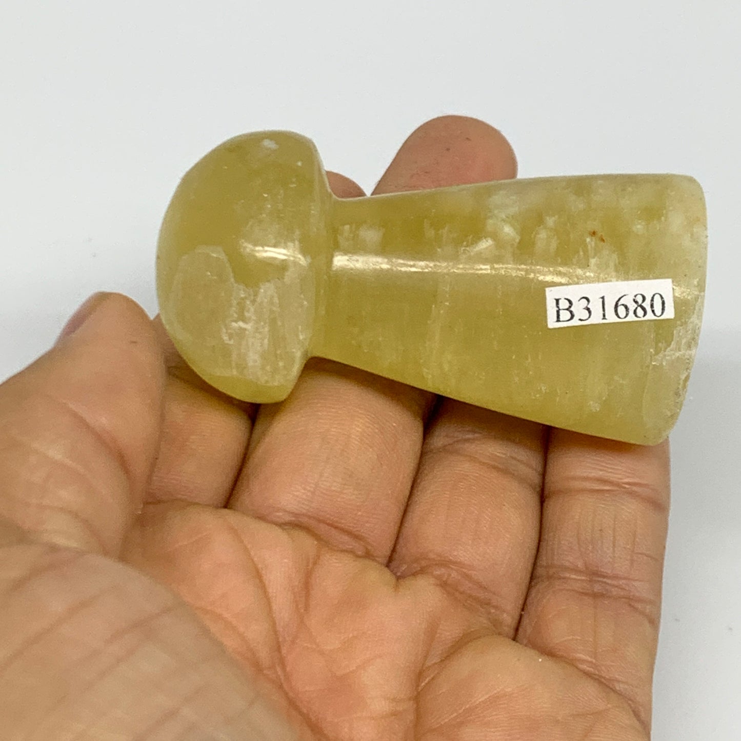 93.9g, 2.4"x1.2" Natural Lemon Calcite Mushroom Gemstone @Pakistan, B31680
