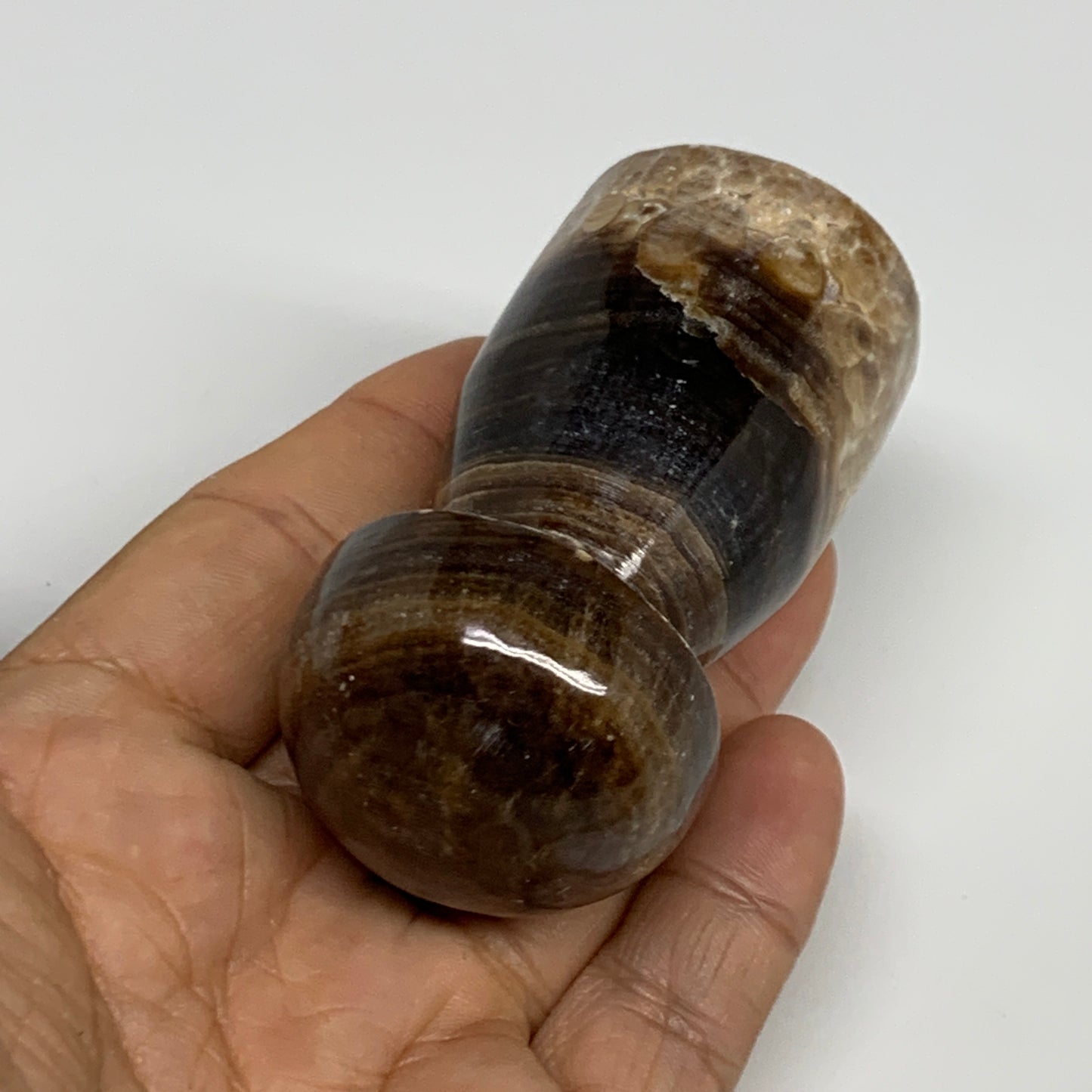 165.4g, 2.8"x1.4" Natural Chocolate Calcite Mushroom Gemstone @Pakistan, B30160