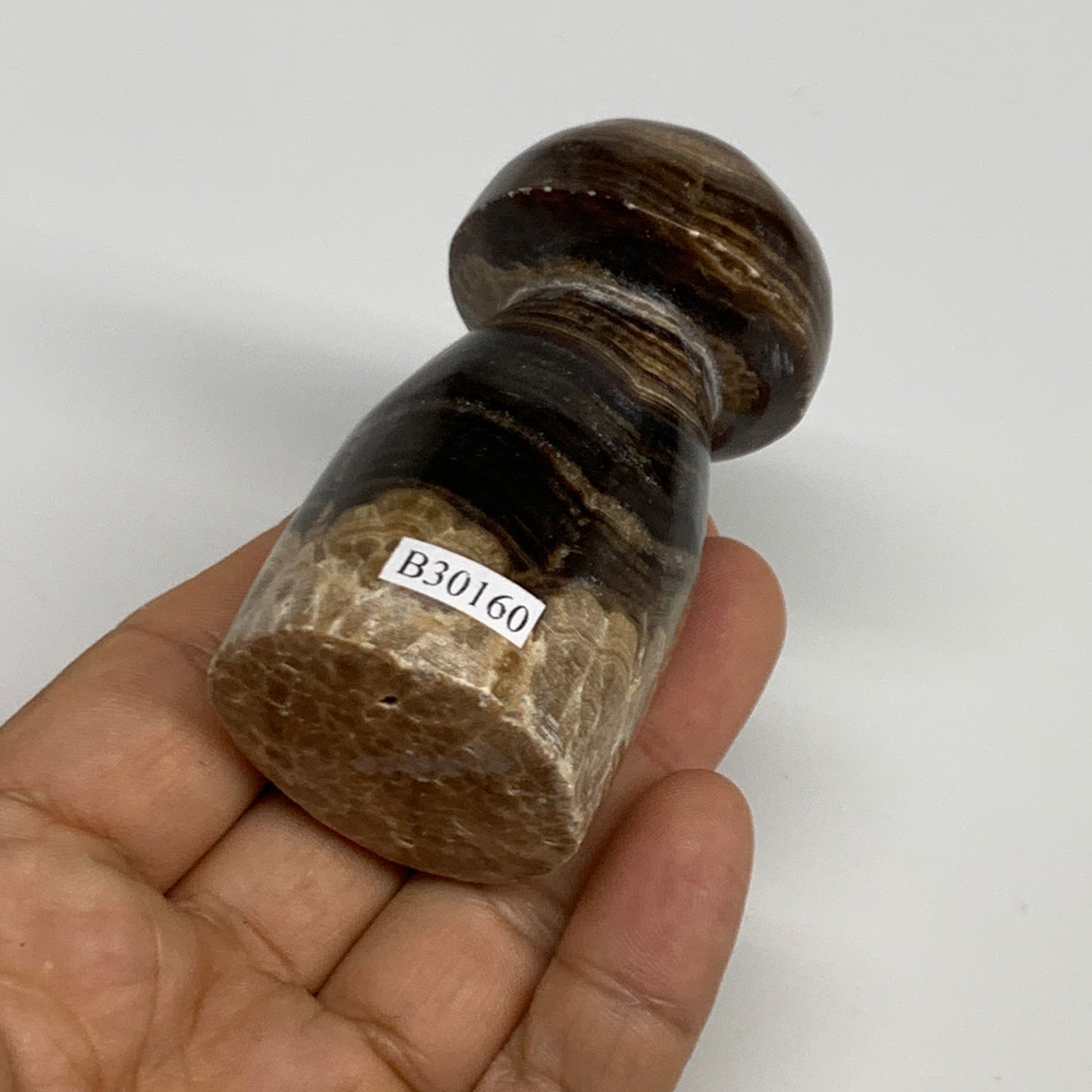 165.4g, 2.8"x1.4" Natural Chocolate Calcite Mushroom Gemstone @Pakistan, B30160
