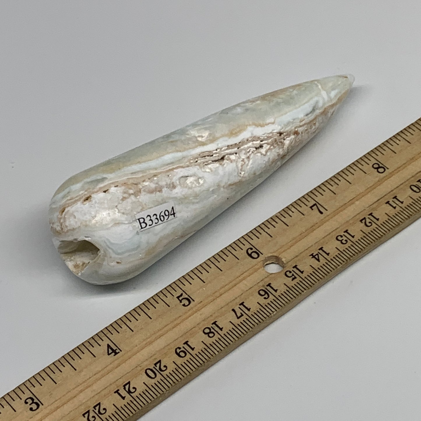 135.3g, 4.5"x1.3" Caribbean Calcite Wand Stick Home Decor, Collectible, B33694