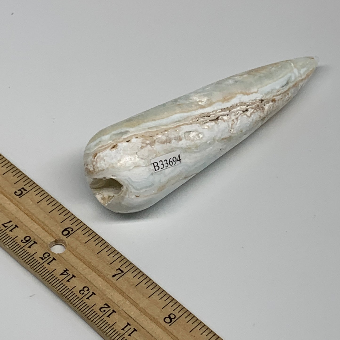 135.3g, 4.5"x1.3" Caribbean Calcite Wand Stick Home Decor, Collectible, B33694