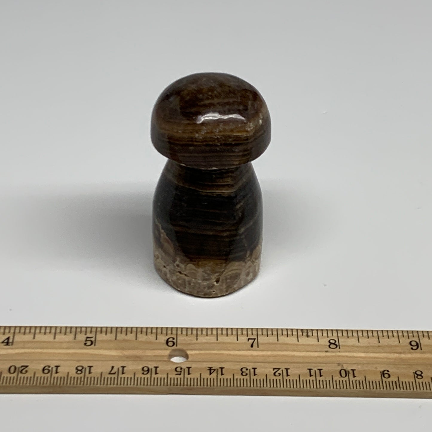 165.4g, 2.8"x1.4" Natural Chocolate Calcite Mushroom Gemstone @Pakistan, B30160