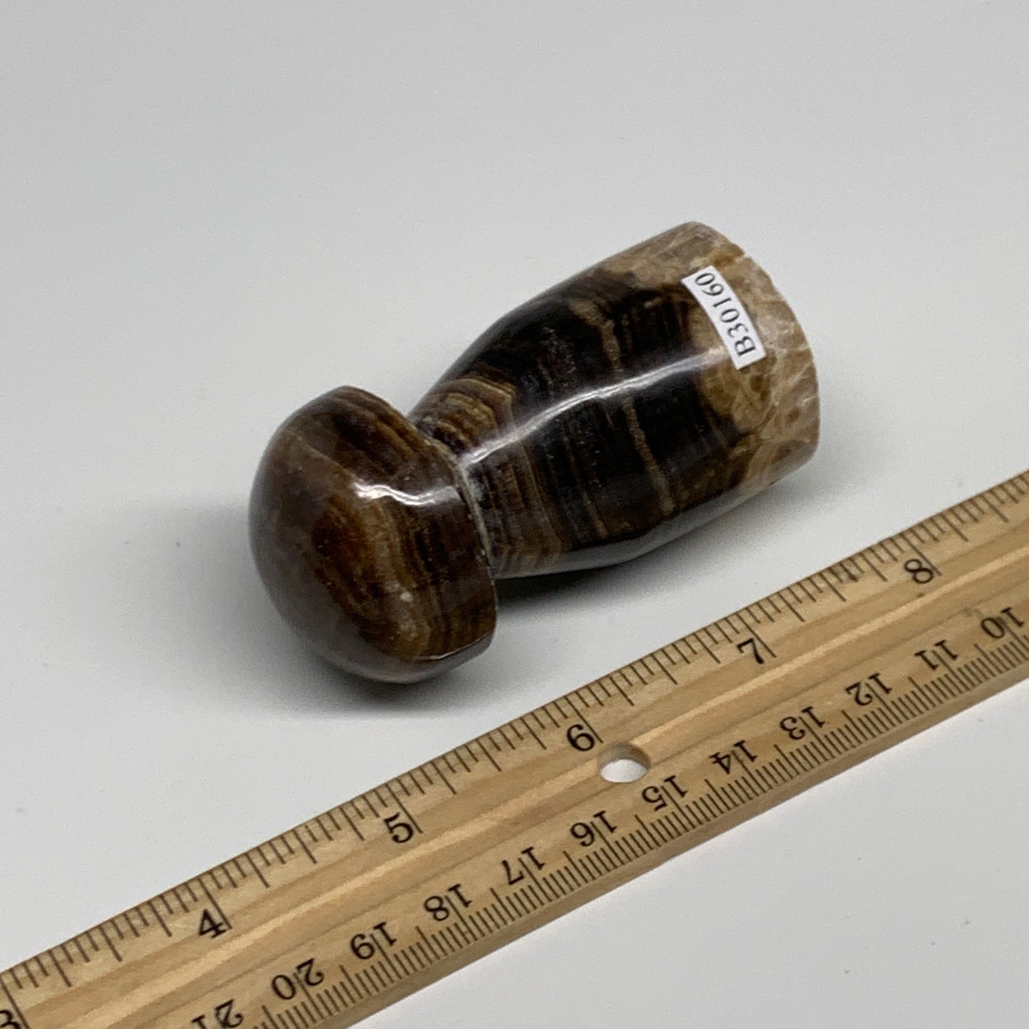 165.4g, 2.8"x1.4" Natural Chocolate Calcite Mushroom Gemstone @Pakistan, B30160