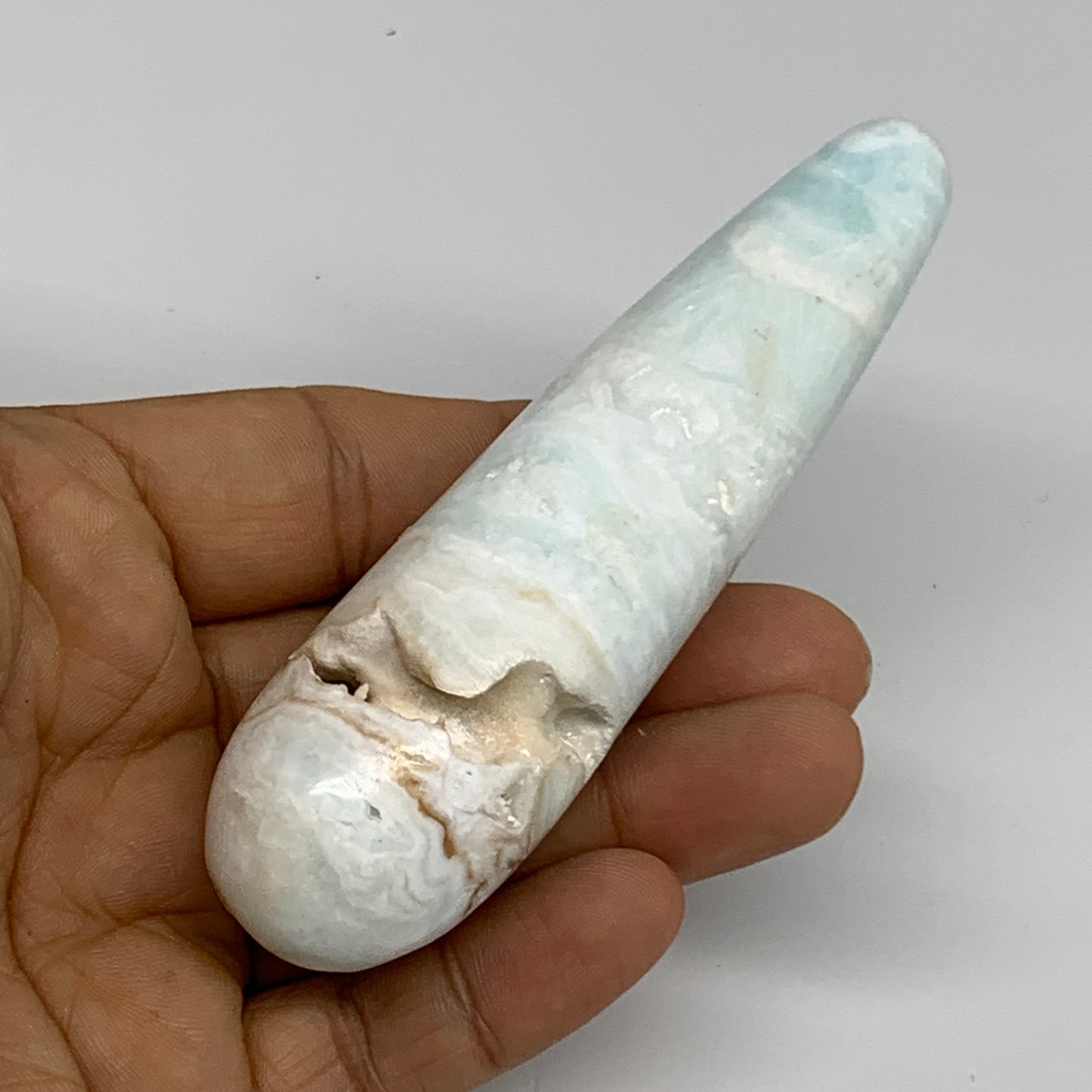 103.9g, 4"x1.1" Caribbean Calcite Wand Stick Home Decor, Collectible, B33695