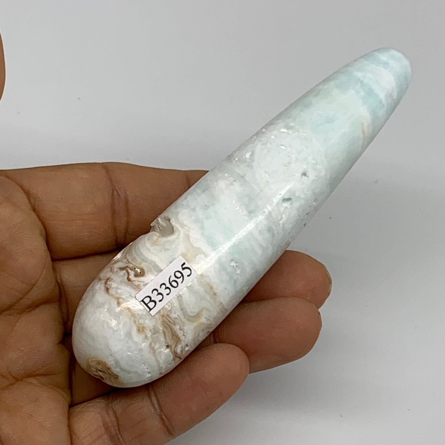 103.9g, 4"x1.1" Caribbean Calcite Wand Stick Home Decor, Collectible, B33695
