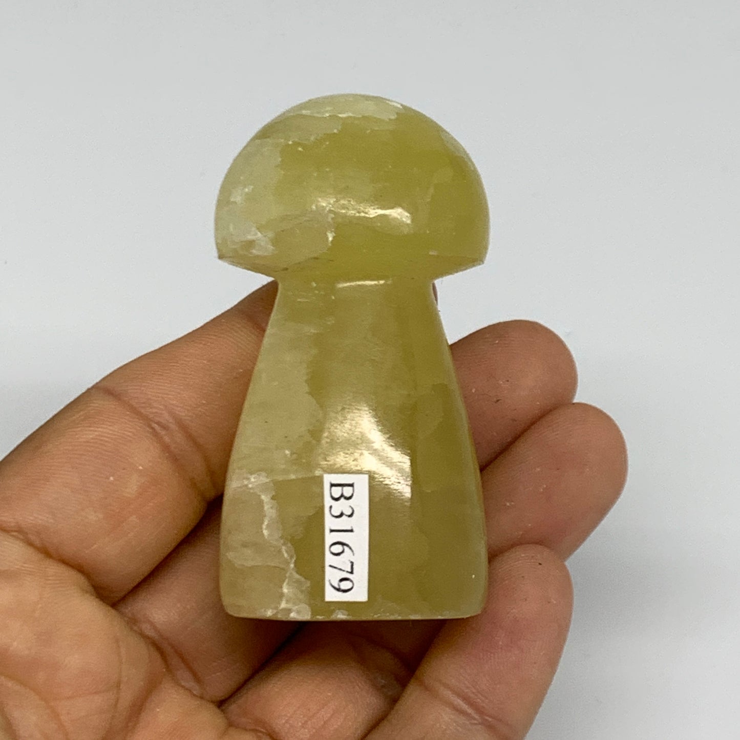98.5g, 2.3"x1.2" Natural Lemon Calcite Mushroom Gemstone @Pakistan, B31679