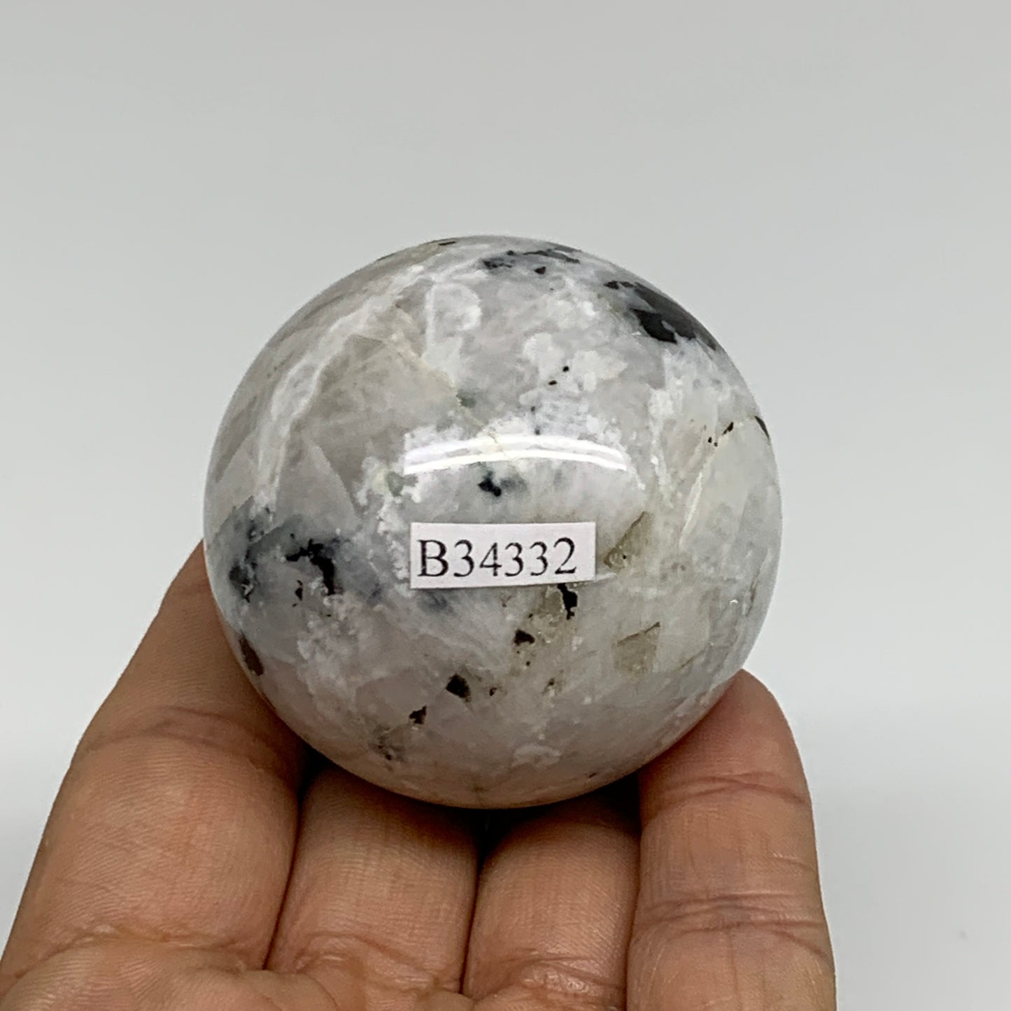 160g, 2"(49mm), Natural Rainbow Moonstone Sphere Ball Gemstone, B34332