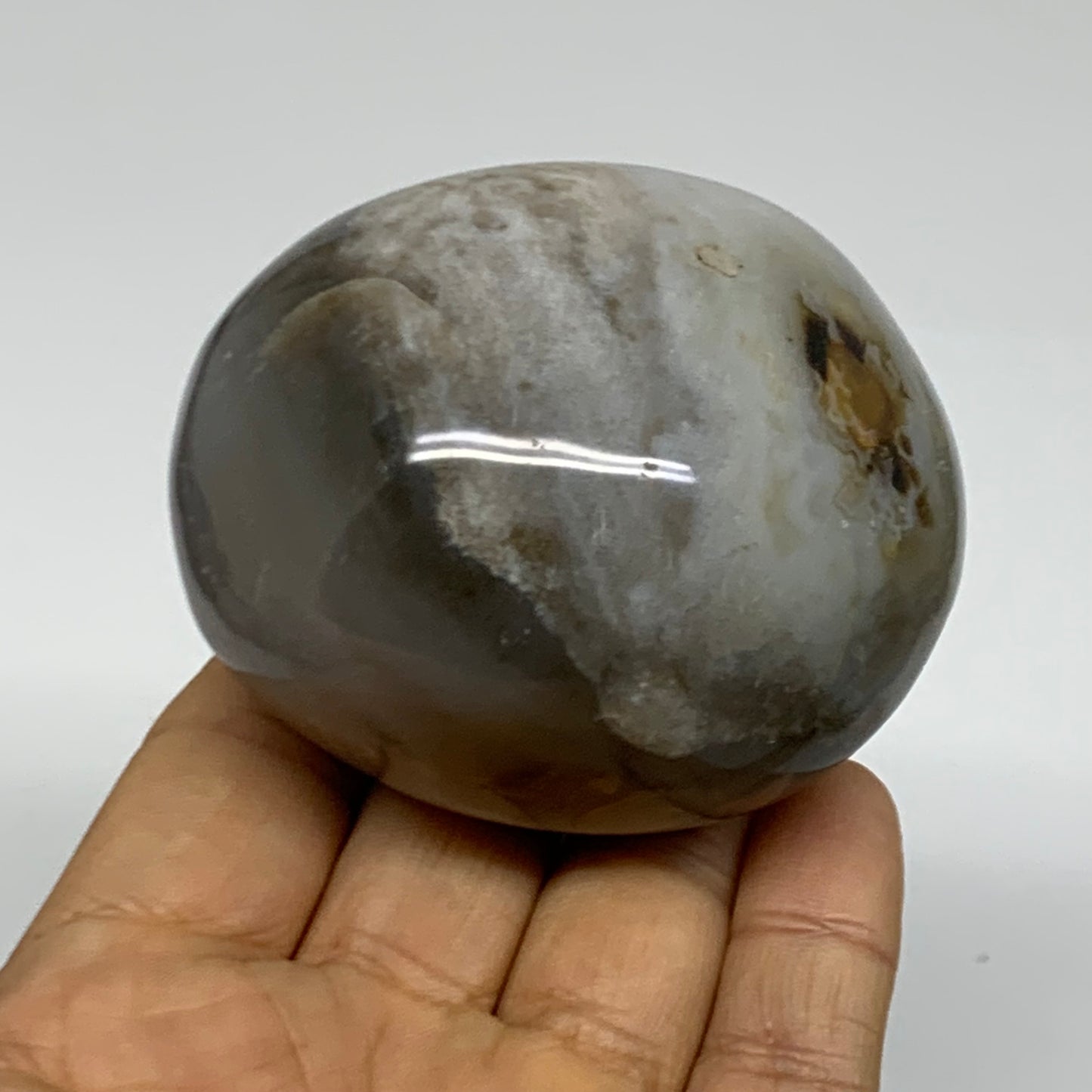 273.7g, 2.7"x2.3"x1.9" Natural Ocean Jasper Palm-Stone Orbicular Jasper, B38182